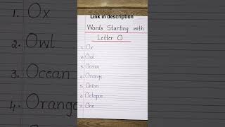 Words Starting with Letter O