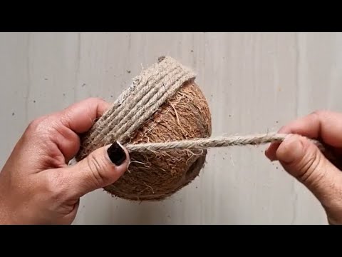 2 Unique Home decorating ideas with waste Coconut Shell and Jute Rope