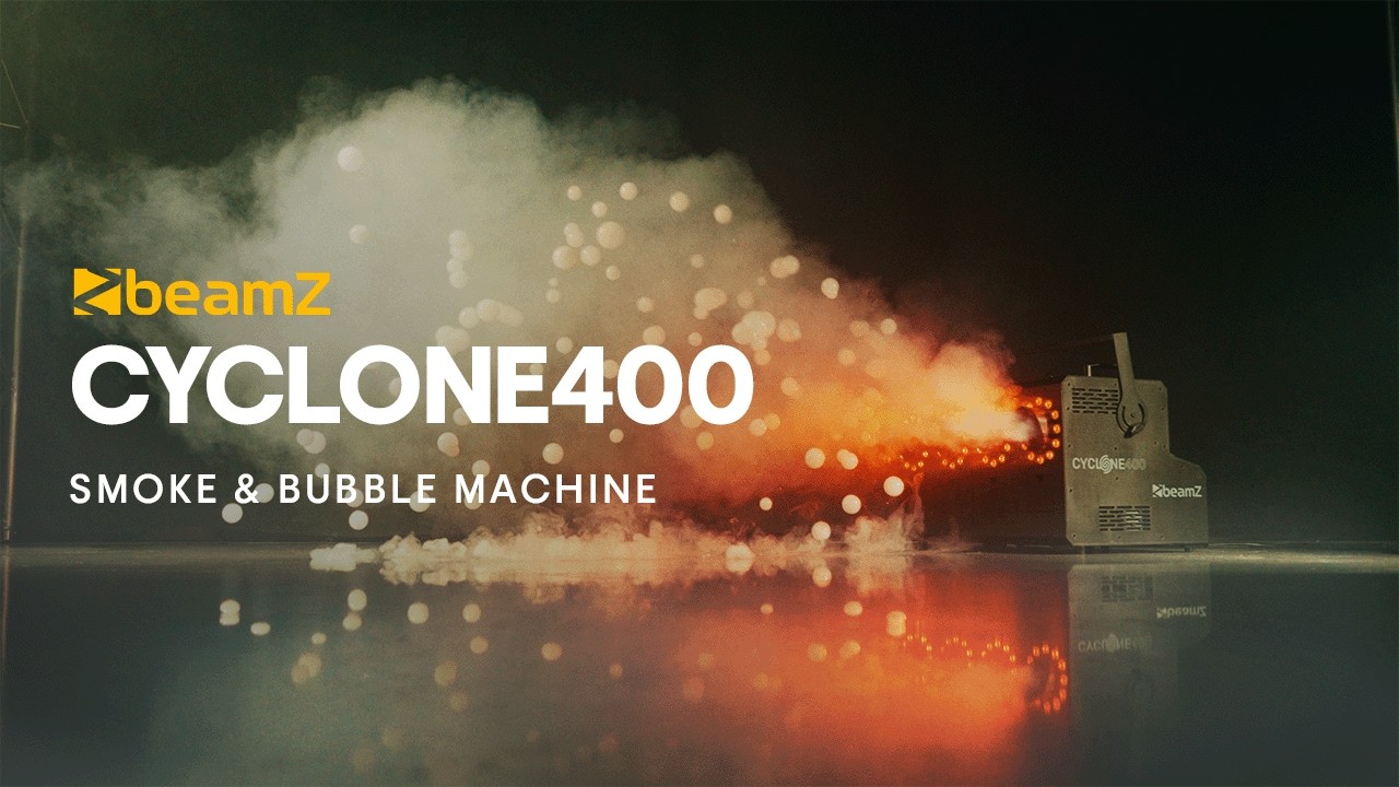 BeamZ Cyclone400 dūmų ir burbulų mašina su LED RGBW apšvietimu
