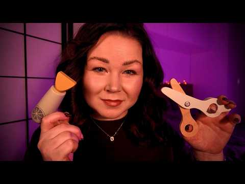 ASMR Kampaamo Roleplay ✂️ Puinen hiustenhoito & Personal Attention (rentoutumiseen ja uneen)