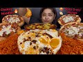 CHICKEN MOMO WITH SPICY GRAVY AND CHEESY CREAMY SPICY NOODLES WITH 4 CHEESY PIZZZA ASMR MUKBANG