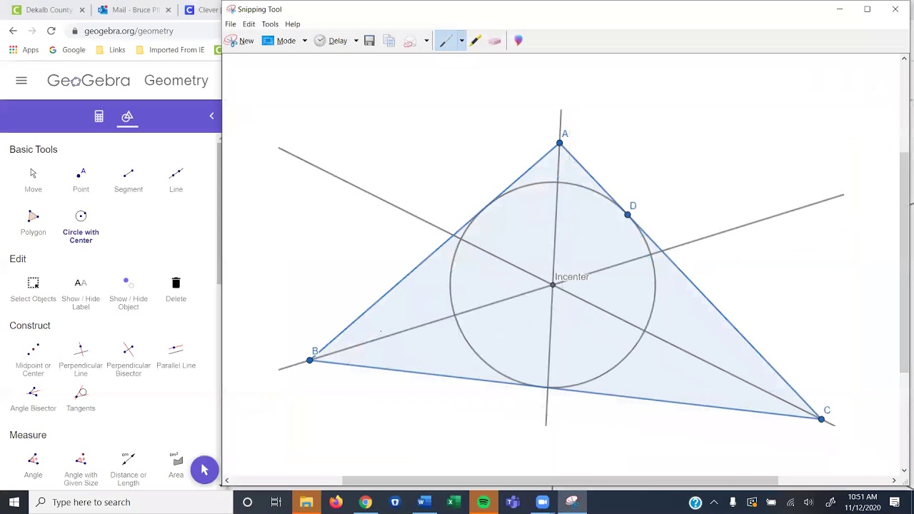 Special Points in Triangles using GeoGebra