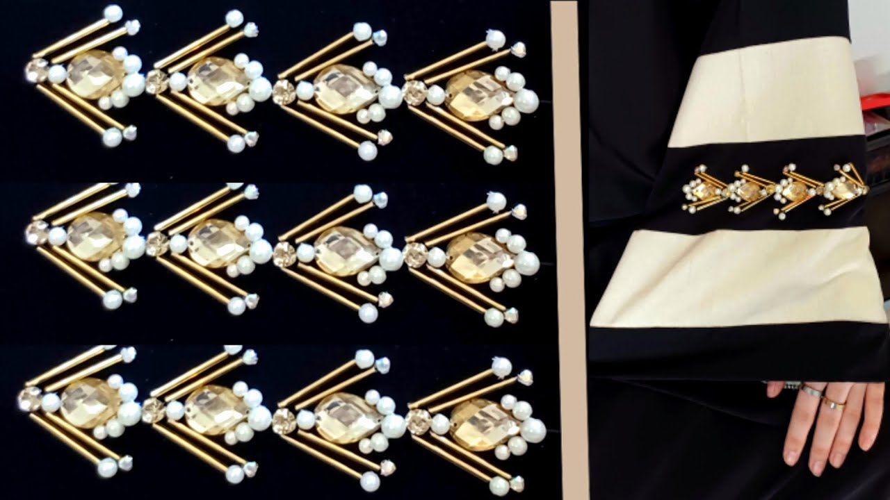 Beautiful border suitable for Arabic abaya#diy 💙💙💙