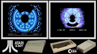 Atari 8-bit vs C64 : YOOMP! (Side by side comparison)
