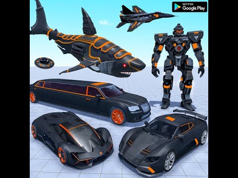 Flying Shark Robot Car - Bike Transform Robot Game 3D