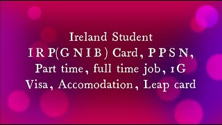 How to get GNIB appointment | PPSN | PART TIME JOB | FULL TIME JOB | STAMP 2 | IRELAND | IRP CARD