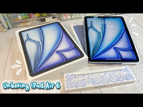 Unboxing iPad Air 6 ~ 11 inch 2024 | M2 chip Blue colour 2024 & Apple Pencil Pro