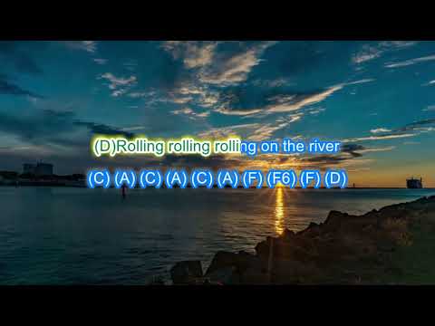 CCR's Proud Mary play along with scrolling guitar chords and lyrics