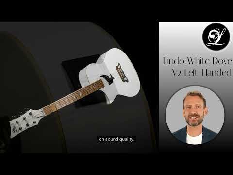 Lindo Left Handed White Dove V2 Electro Acoustic Guitar with Preamp / Tuner / EQ and Padded Gigbag image 11