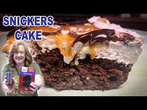 SNICKERS CAKE, An Easy Devils Food Box Cake Mix Recipe