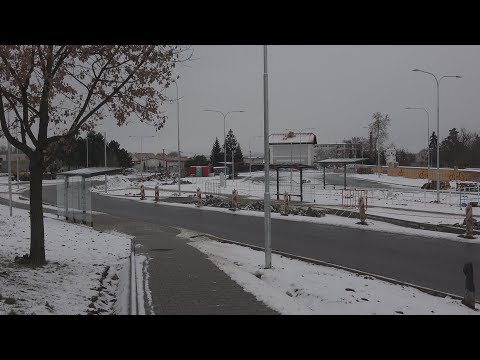 Vytržení poslední koleje a  terminál v Židlochovicích  pod bílou peřinou - 4K