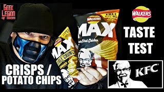 WALKERS MAX :  KFC Flavour Crisps / Potato Chips Taste test . Zinger & Regular snack opinion