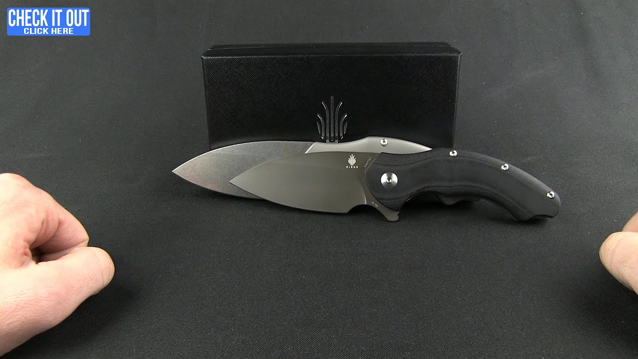 Kizer Degnan Roach Flipper Knife Titanium (3.5" Satin) Ki4477