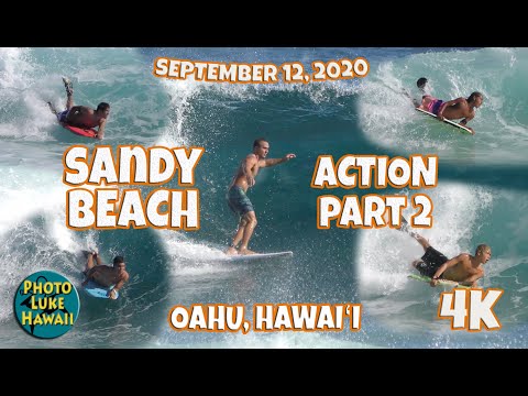 Sandy Beach Action September 12, 2020 Part 2 Hawaii Surfing, Bodyboarding, Body Surfing