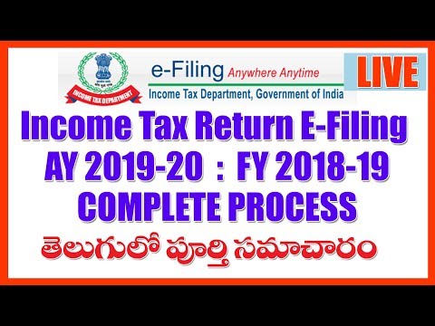 HOW TO FILE INCOME TAX RETURN AY 2019 - 20 E FILING IN TELUGU Complete Information Video