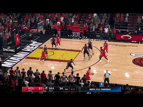 NBA LIVE 19 - Houston Rockets vs Miami Heat - CPU SIM PS4 PRO Full Game - HD