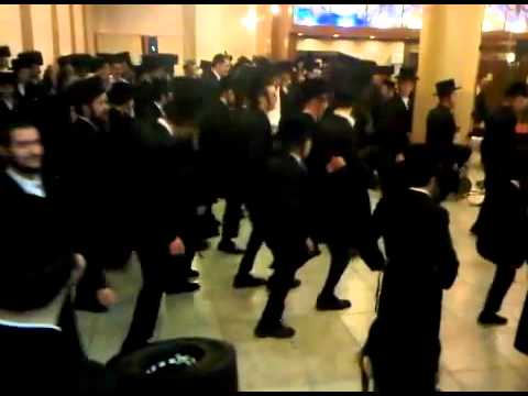 Chasidim dancing at a wedding in Israel