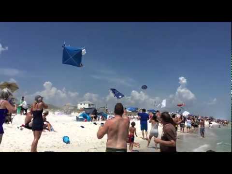 Blue Angels Fly By Launches Beach Tents Into The Air