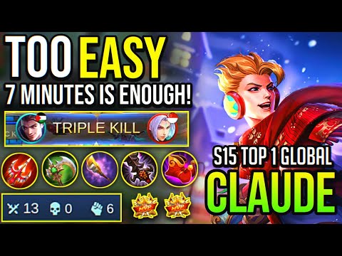CLAUDE DESTROY ENEMIES IN JUST 7MIN, CLAUDE BEST BUILD 2020 | Top 1 Global Claude - Mobile Legends