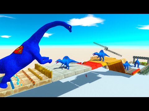 BATTLE 4 SIZE of HUGGY WUGGY SPINOSAURUS - Animal Revolt Battle Simulator