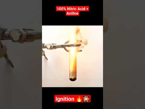 100% Nitric Acid + Aniline = Ignition #shorts