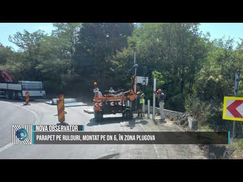 Parapet pe rulouri, montat pe DN 6, în zona Plugova