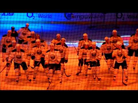 Fans at O2-World Berlin celebrate the Buffalo Sabres - Oct 8, 2011