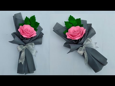 Roses from Flannel and Easy Ways to Make them | Simple Single Flower Bouquet Wrapping
