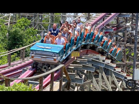 Off-ride footage of a New Texas Giant train