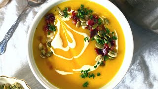Butternut Squash Coconut Milk Soup + How to cut a butternut squash