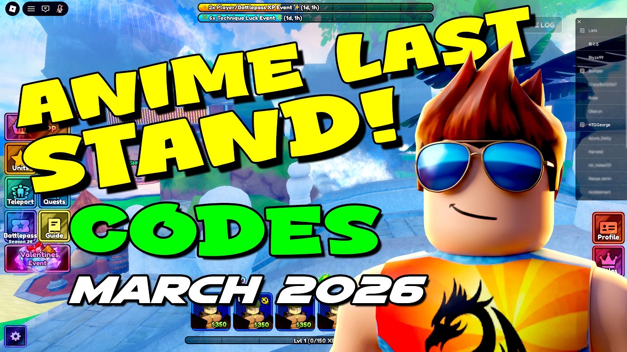 *NEW CODES!!* ALL WORKING CODES IN ANIME LAST STAND *MARCH 2026* | Roblox