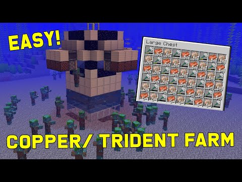 Minecraft Easy COPPER/ TRIDENT/ DROWNED Farm - 1.21
