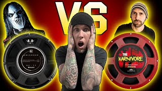 Video thumbnail for NEW KING OF METAL SPEAKER?! Eminence Karnivore vs DV77 - Guitar Speaker Demo by Tyrannosaurus Riffs