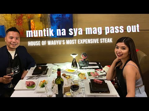 my husband eating SAGA WAGYU for the first time