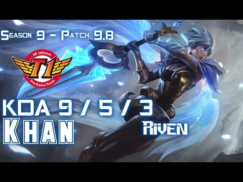 SKT T1 Khan RIVEN vs RENEKTON Top - Patch 9.8 KR Ranked