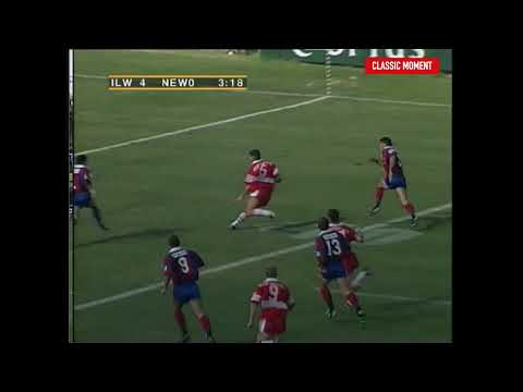 Trent Barrett scores a try against Newcastle in 1998