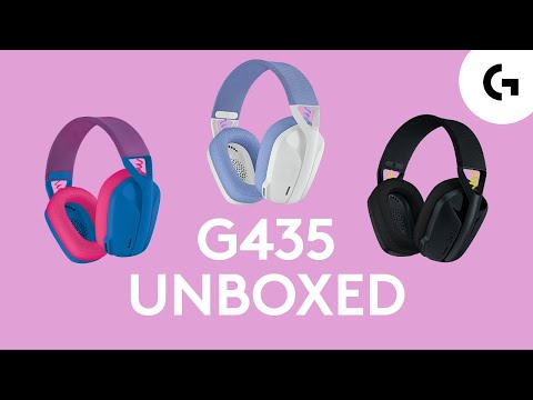 Žaidimų ausinės Logitech G435 Lightspeed, baltos/alyvų spalvos video