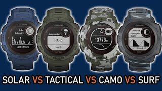 GARMIN Instinct Solar vs Tactical vs Camo vs Surf // Price and whats different?