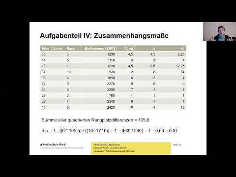Klausurübung Statistik: Wie berechnet und interpretiert man den Spearman-Korrelationskoeffizienten?