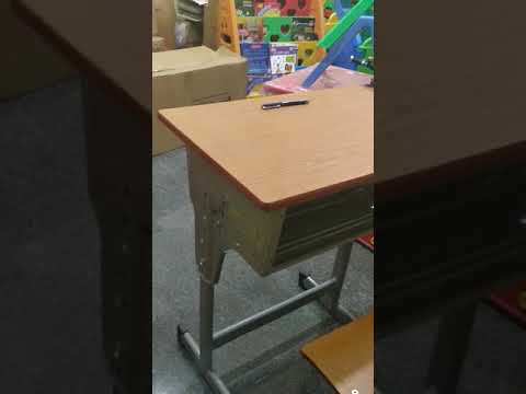 Single seater Height adjustable wooden classroom desk and chair set: Model LF 0331