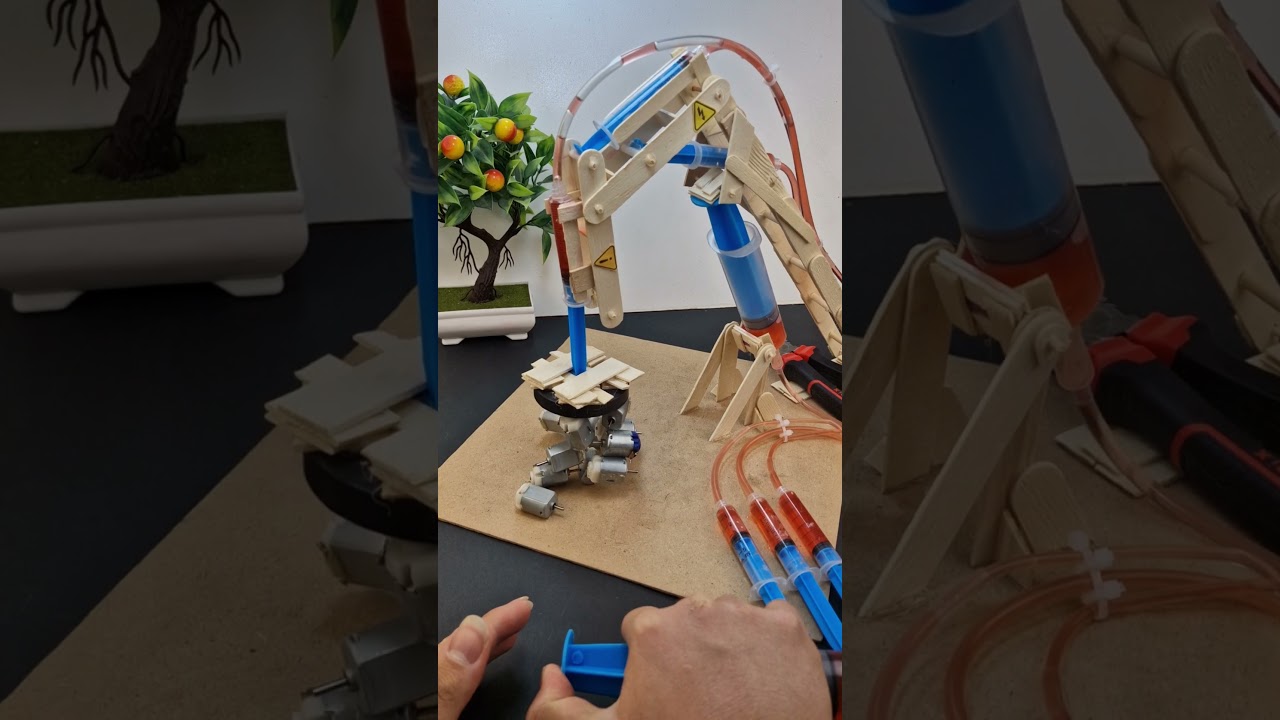 Magnetic hydraulic crane | #dcmotor #dcman #teach #experiment #techexperiments #crane