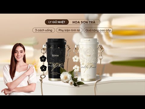 Ly giữ nhiệt inox cao cấp GERM GE-23AW-B77 500ml – Họa tiết Hoa Sơn Trà, giữ nóng 9h, giữ lạnh 10h