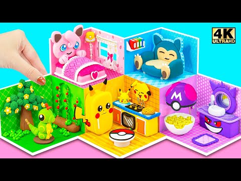Make 5 Color Pokemon House with Pikachu Kitchen, Pokeball, Jigglypuff Bedroom ❤️ DIY Miniature House
