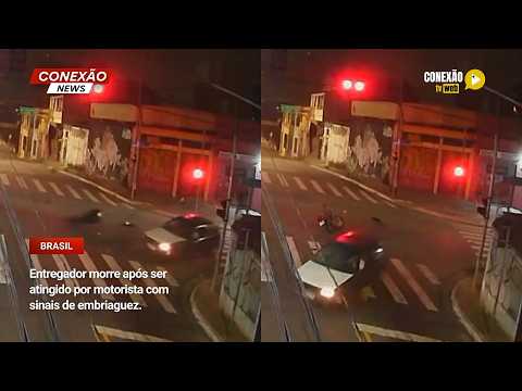 Vídeo: Entregador morre após ser atingido por motorista com sinais de embriaguez.