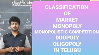 classification of market monopoly monopolistic competition oligopoly duopoly in telugu