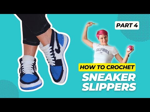 How to crochet Jordan Inspired sneaker slippers for adults | PART 4 Decoration, laces, logo