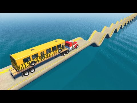 Cars vs Wave Bridge - BeamNG Drive - Golden Host