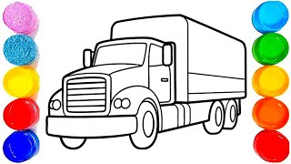 How to draw a truck easy | Step by step truck drawing, painting and coloring for kids toddlers