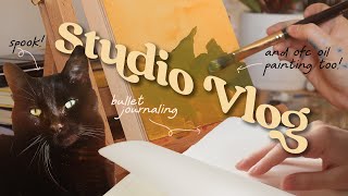 A cozy art vlog ☆ Rediscovering bullet journaling + working on an oil painting!