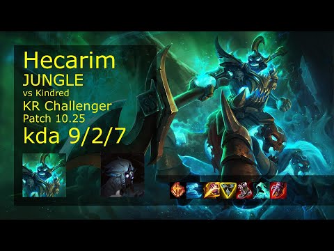 Hecarim Jungle vs Kindred - KR Challenger 9/2/7 Patch 10.25 Gameplay // [롤] 헤카림 vs 킨드레드 정글
